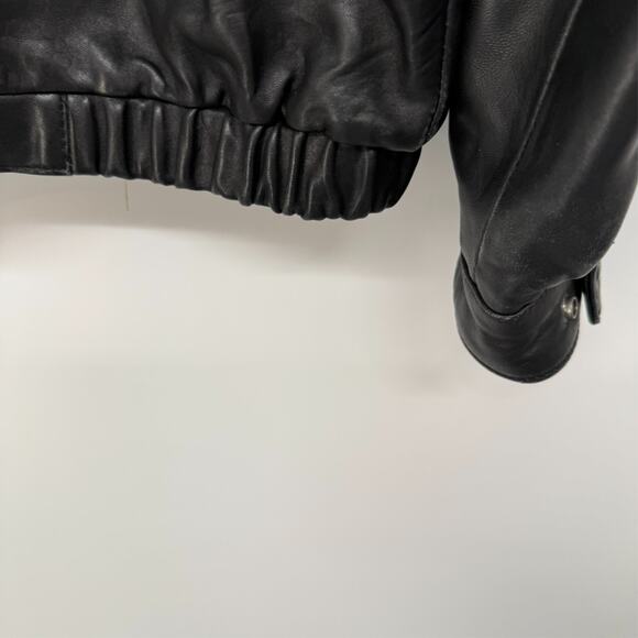 Perry Ellis Portfolio Mens Jacket XL Black Genuine Lambskin Leather Full Zip - Picture 5 of 9